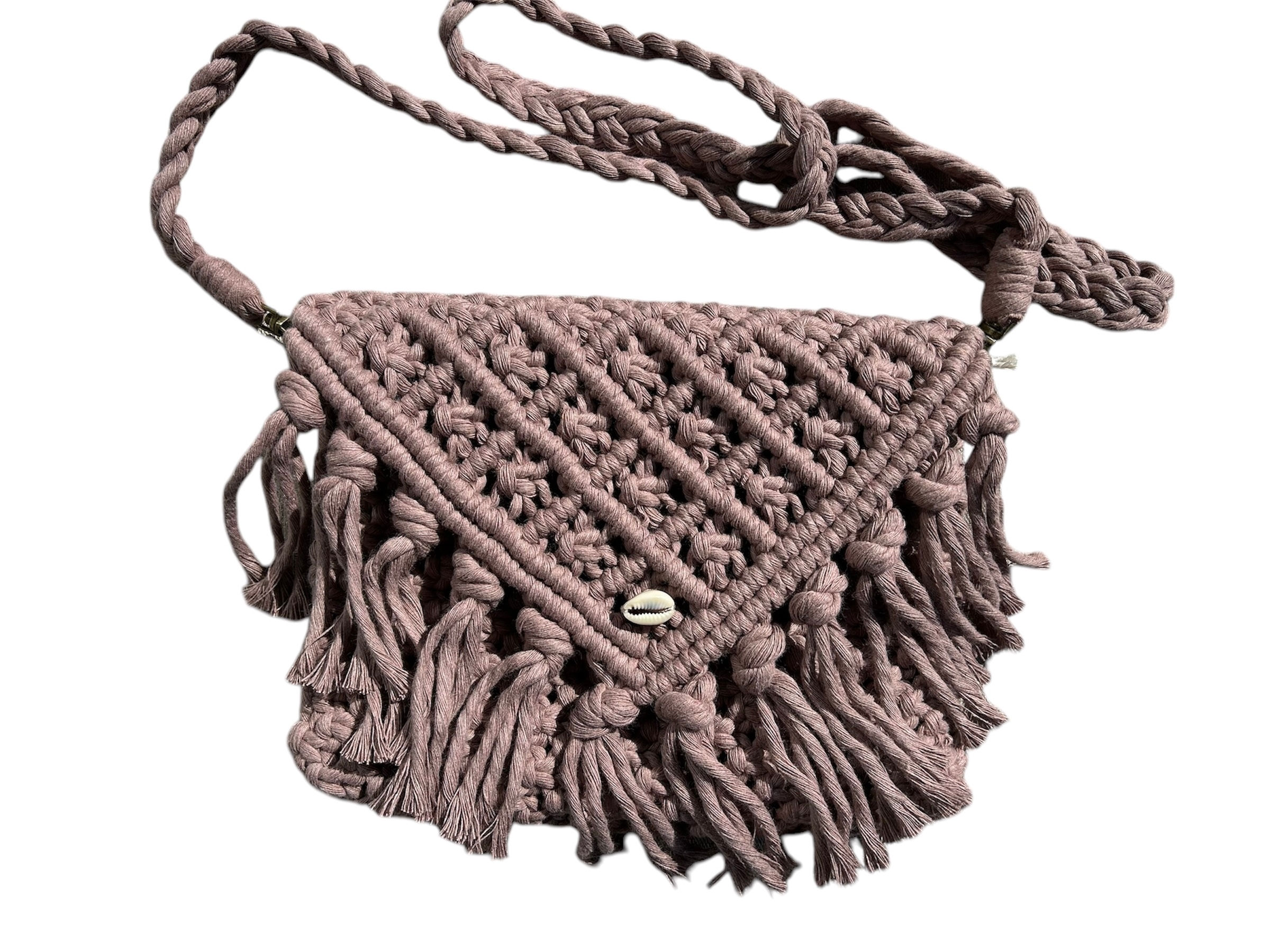 Macramé Crossbody Bag X-Weave | Taupe