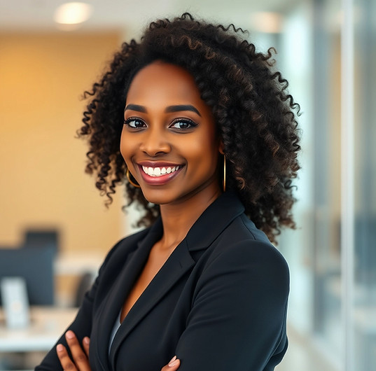 Confident Black woman with natural curls