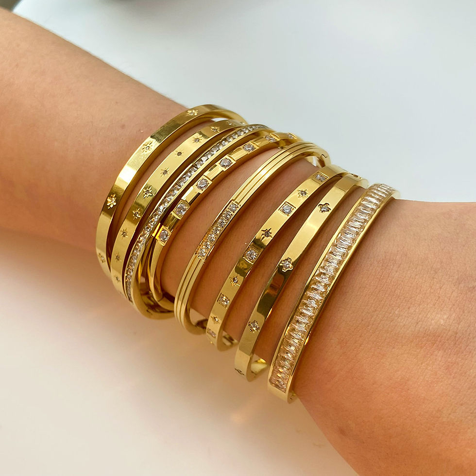 Miniatura: Pulseira Feminina de Aço Inoxidável com Zircônias – Elegante, Resistente à Água