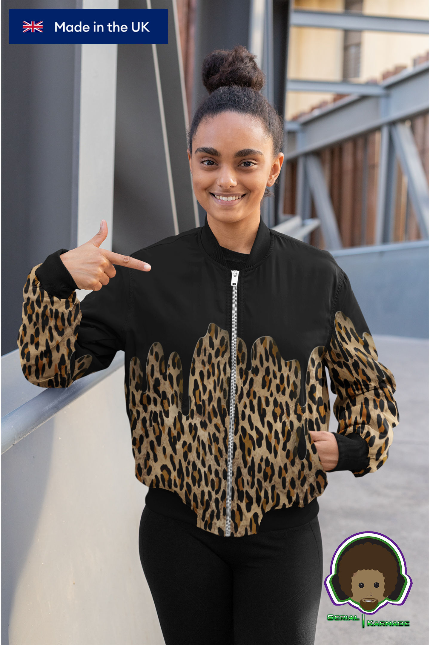 Ladies' Oozing Leopard Print Bomber Jacket