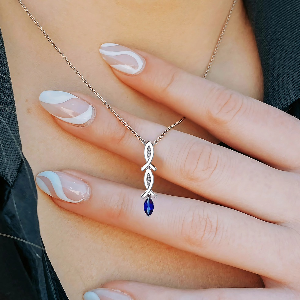 Thumbnail: Ichthys & Blue Sapphire Pendant Necklace