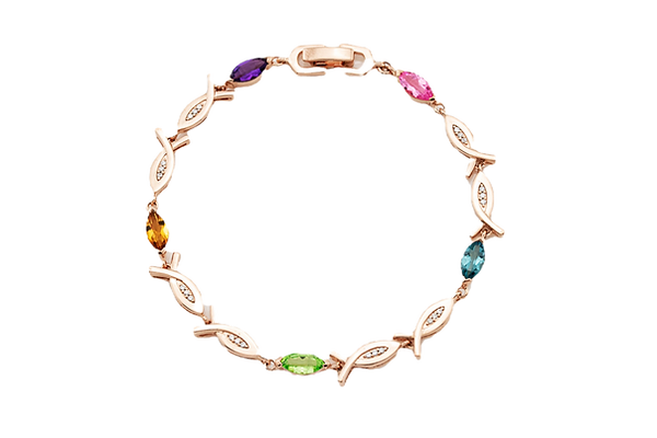 Christian bracelet with special cross-cut gemstones