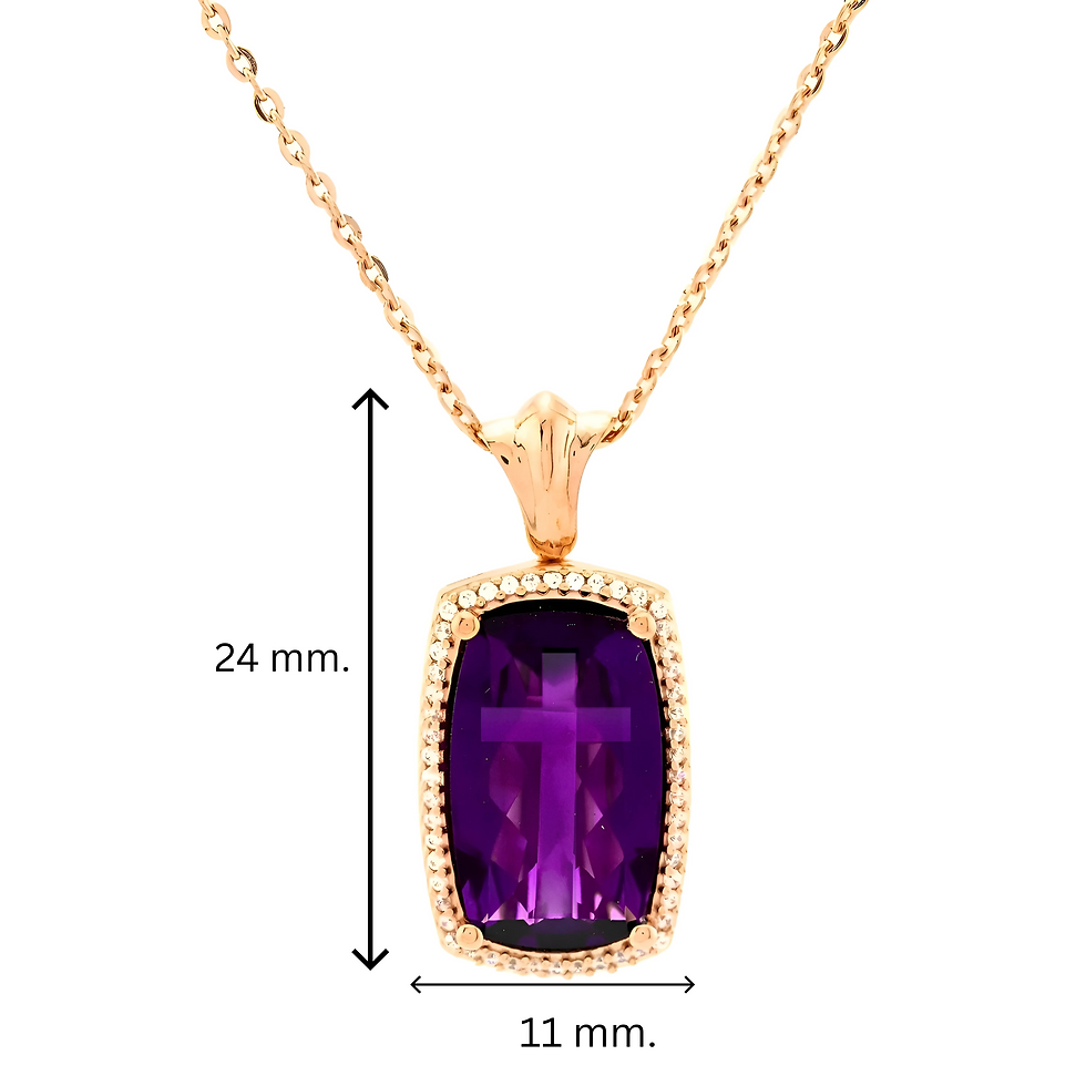 Thumbnail: Serenity Cross-Cut Amethyst Rose Gold Pendant