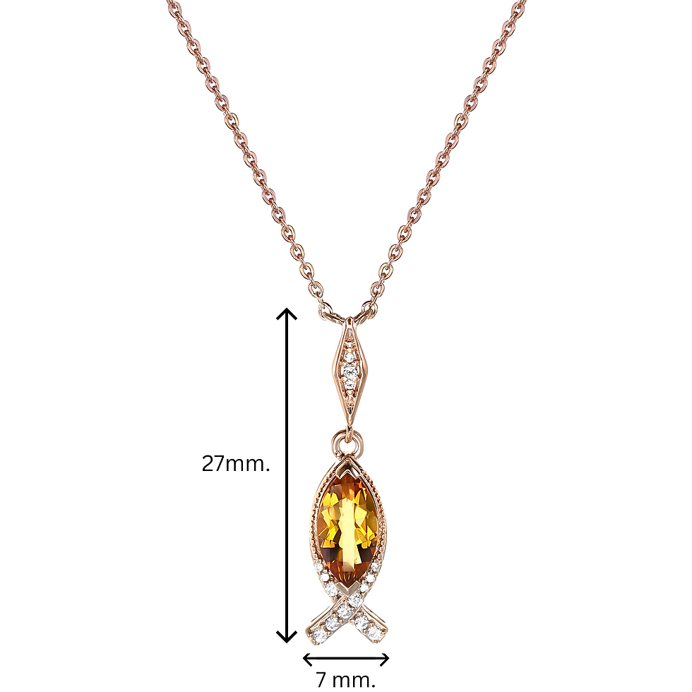 Thumbnail: Sterling Silver Citrine Ichthys Pendant Necklace