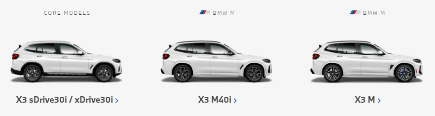 BMW Trim Levels X3 Comparison