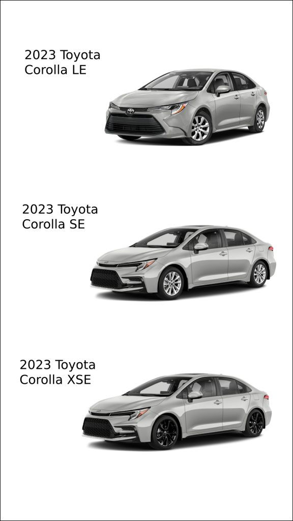 2023 Toyota Corolla LE, SE, XSE trims