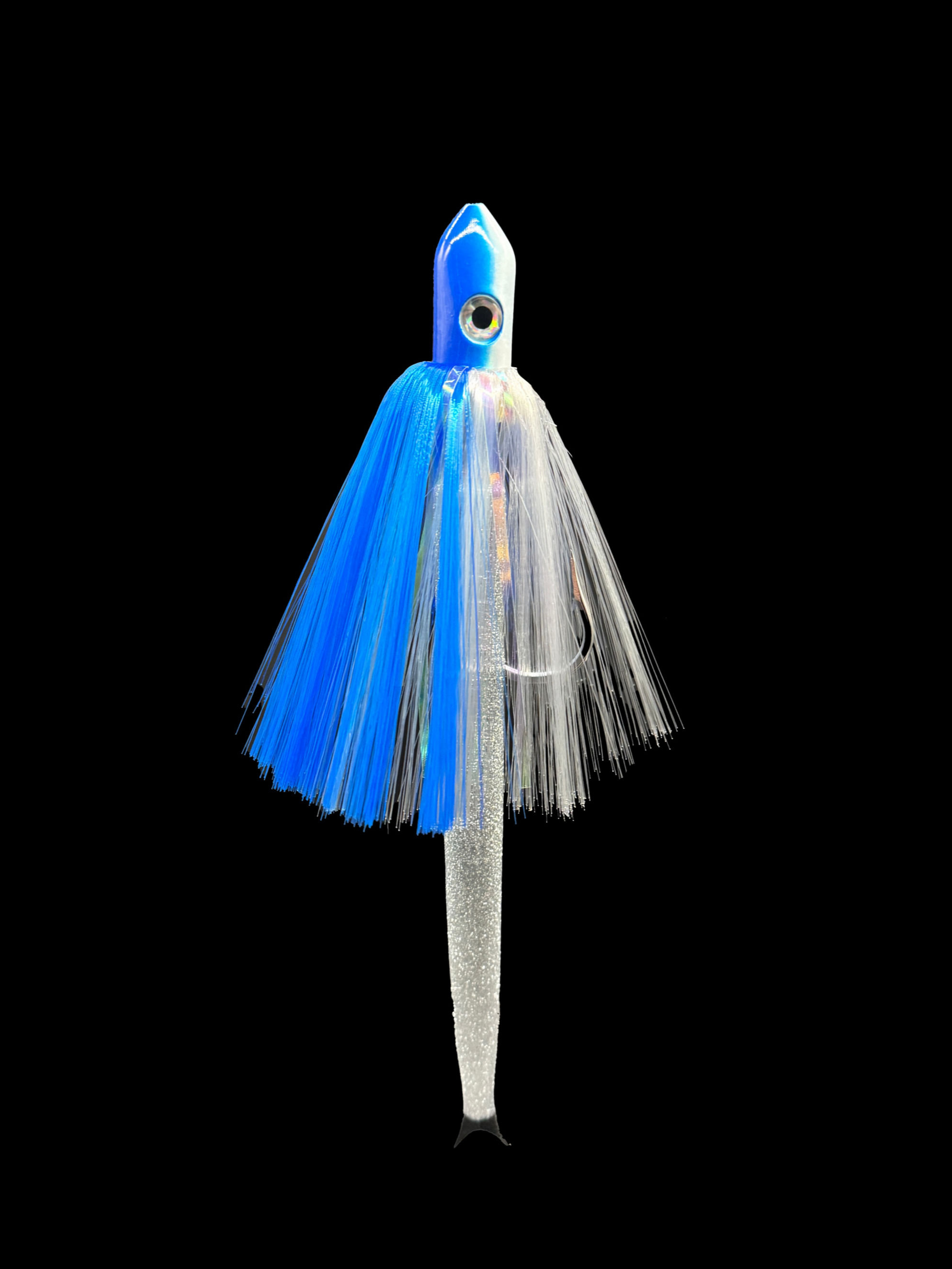 Blue/Crystal Joe Shute Lure with Troll Tail