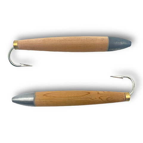 cedar plug fishing lure Ahi USA Live Deception a 10/0 Mustad hook Cedar Plug 3-Piece Predator/Prey Rig
