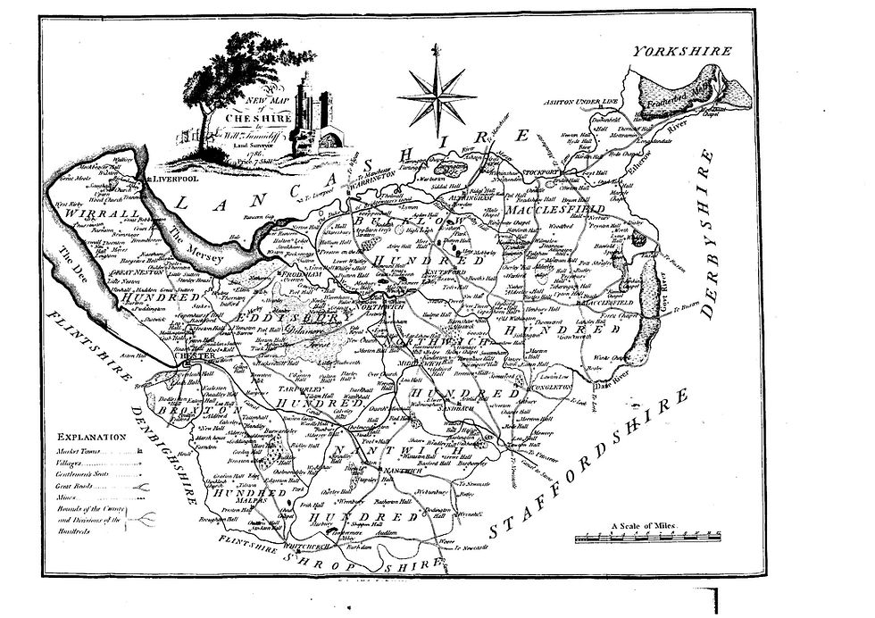 Map of Cheshire by William Tunnicliff 1786