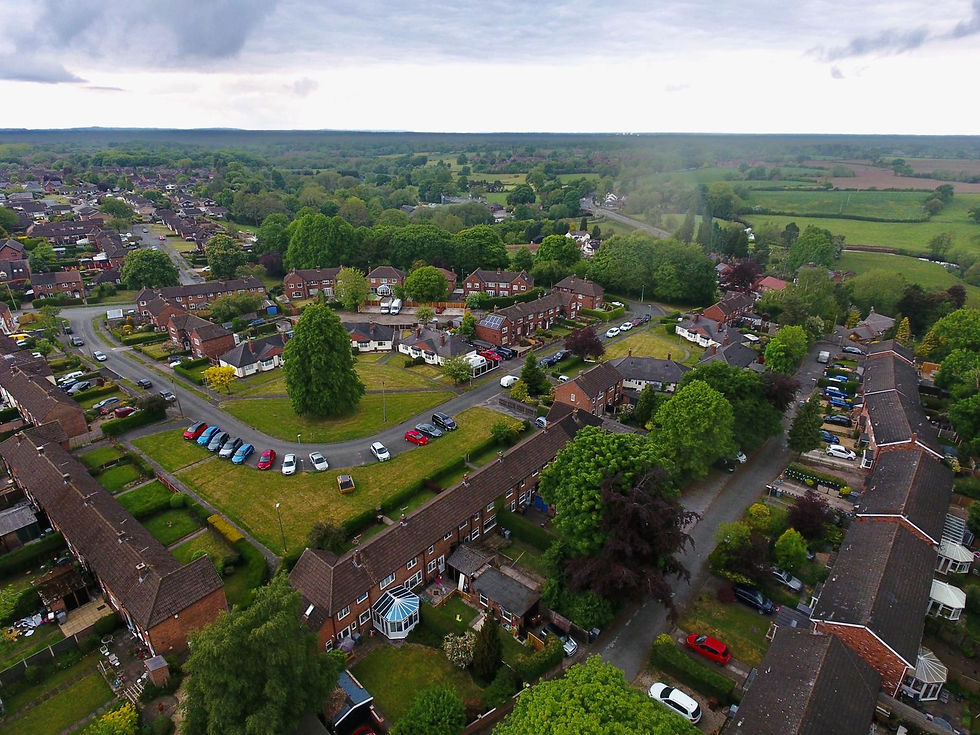 A view to the northwest of Holmes Chapel, showing the Northway development and Saddler's Close in the foreground.