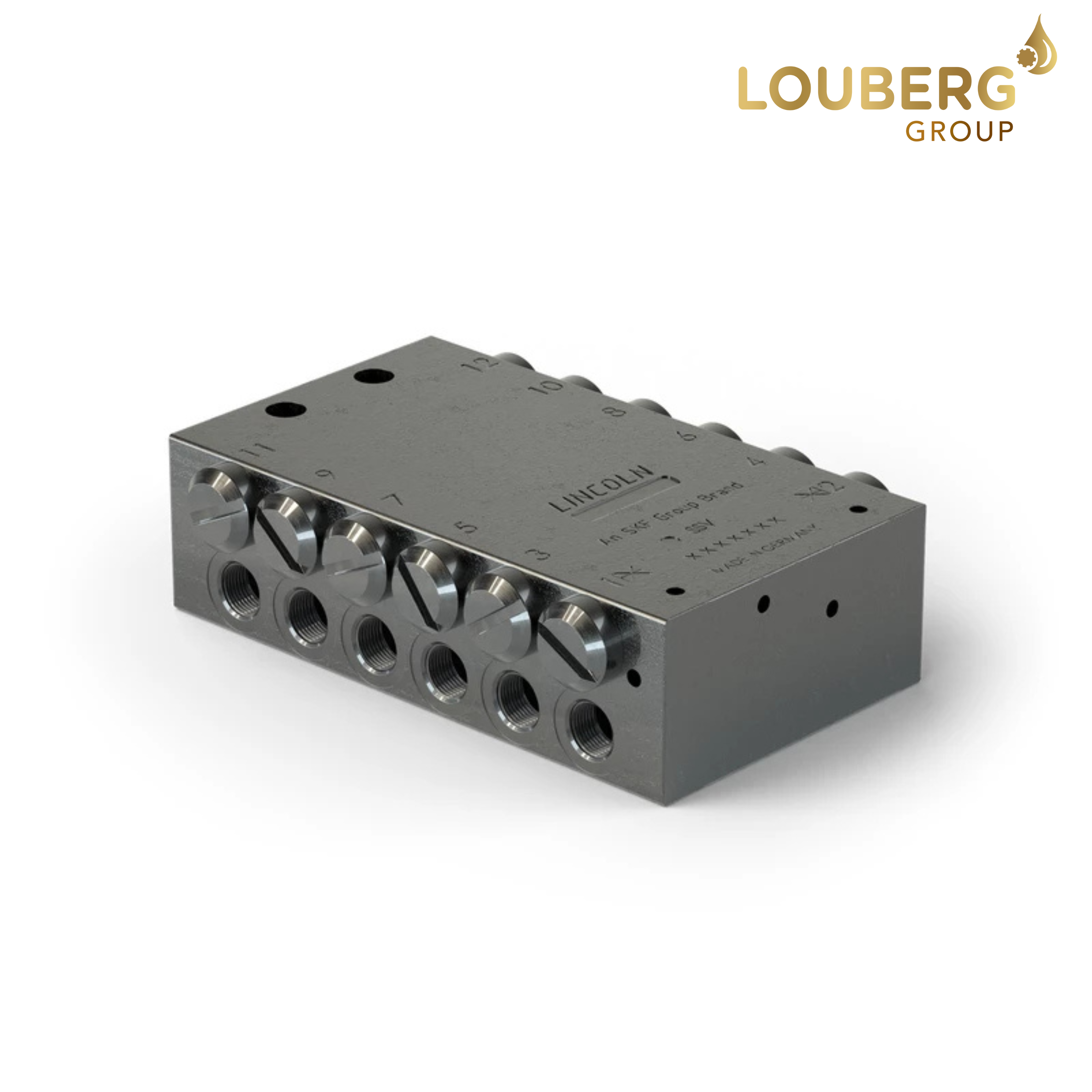 Lincoln SSV12 Divider LL/619-25731-2 – 12-Outlet Metering Block for Quicklub Lubrication Systems