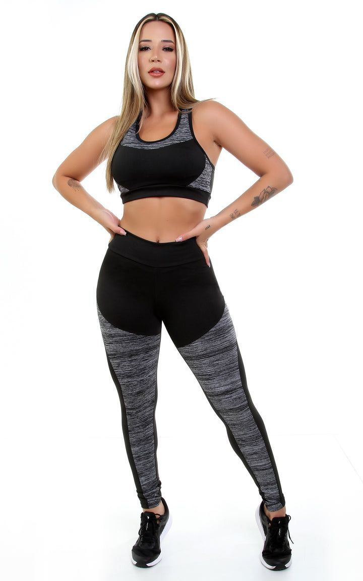 10660/10659 - Conjunto Legging Detalhe em Risca Fitness + Top C/bojo