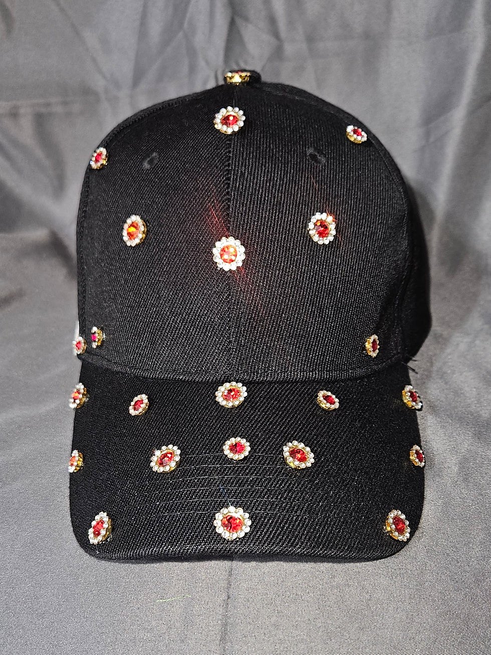 Black 1913 Red Heels Bling Cap