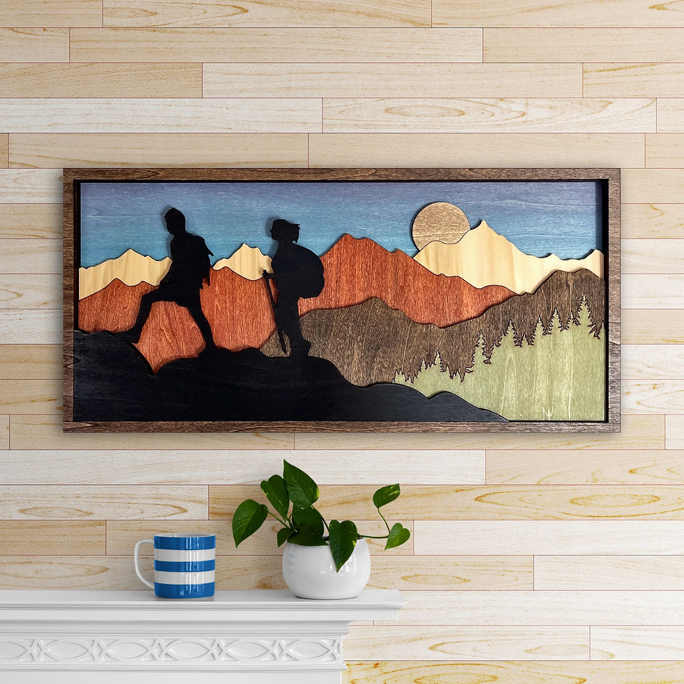 Wall Decor featuring a couple hiking through the Colorado Rockies