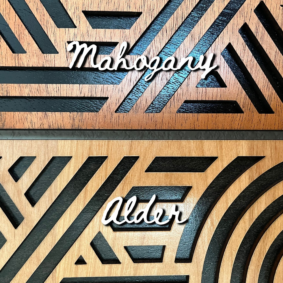 Thumbnail: Wood options for the top layer, mahogany or alder.