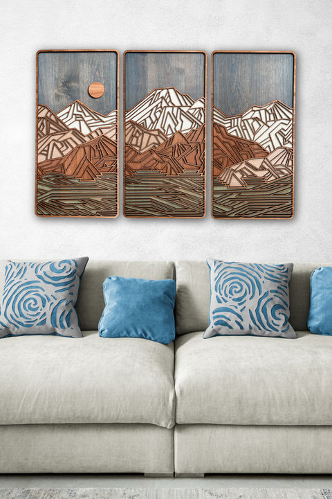 Category page for rustic wood mountain wall art.