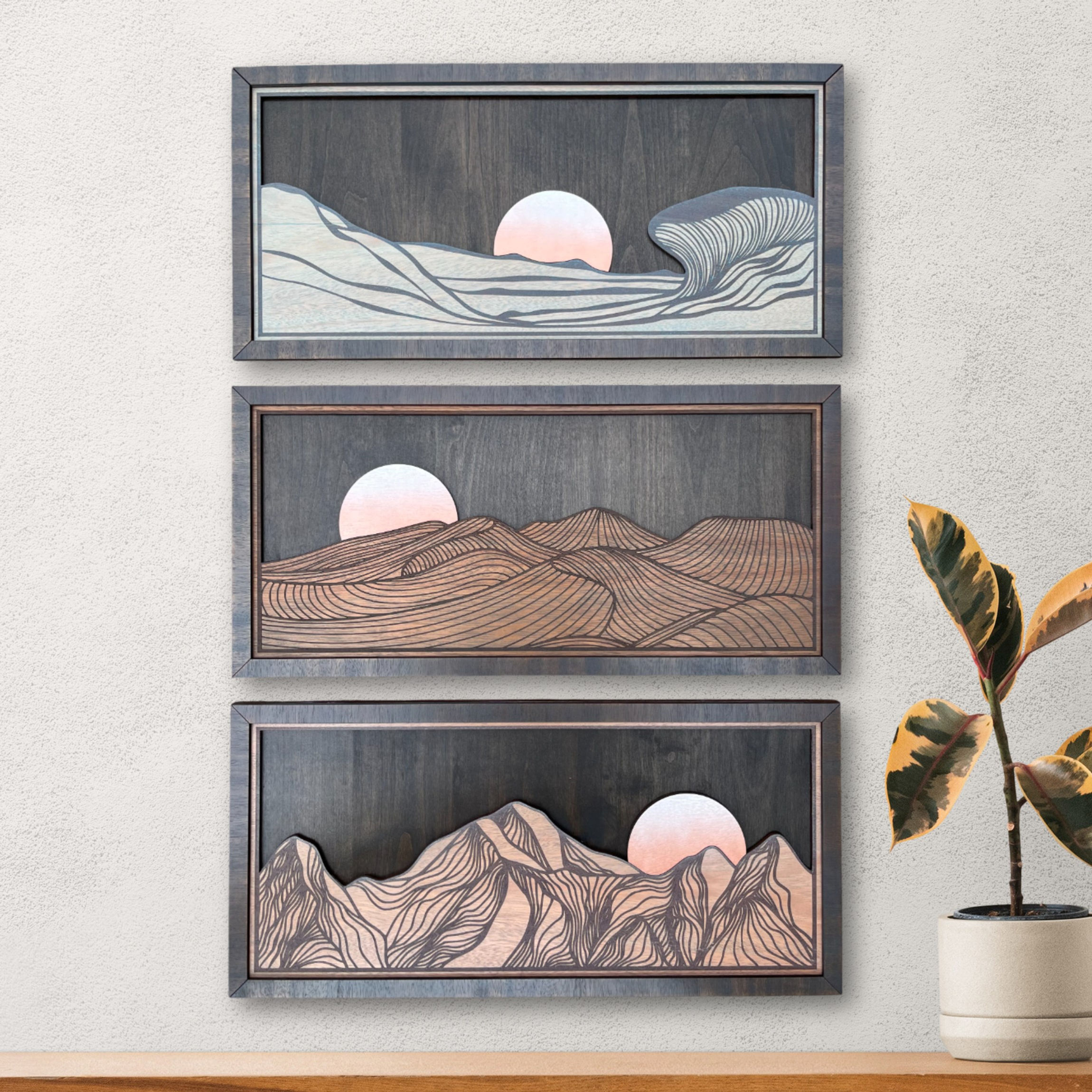Wooden landscape wall art