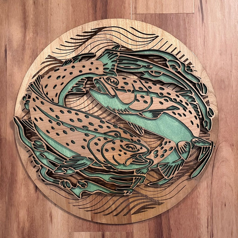 Thumbnail: Fish wall decor with a green stain color choice.