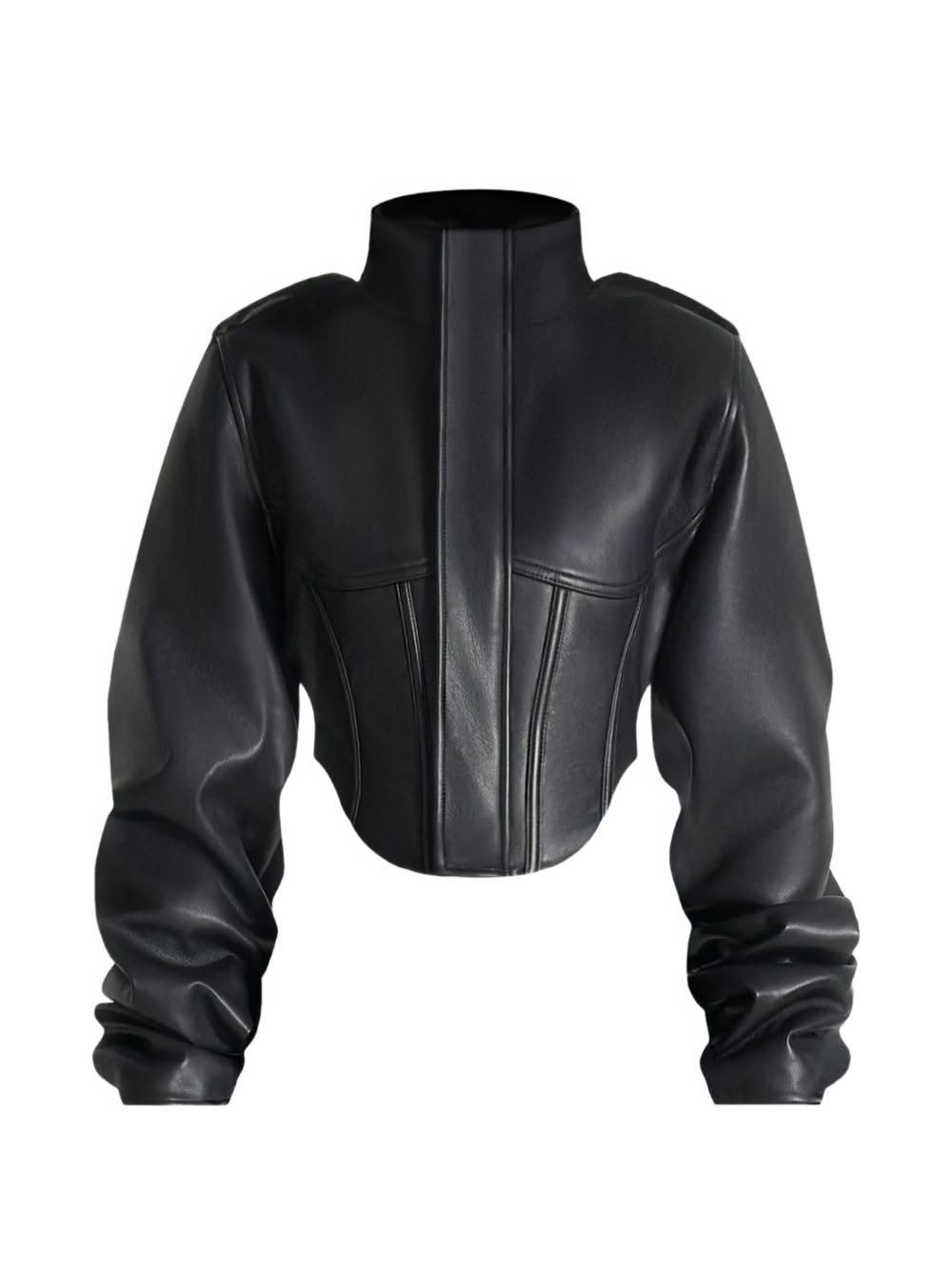 Faux Leather Zip Crop Jacket