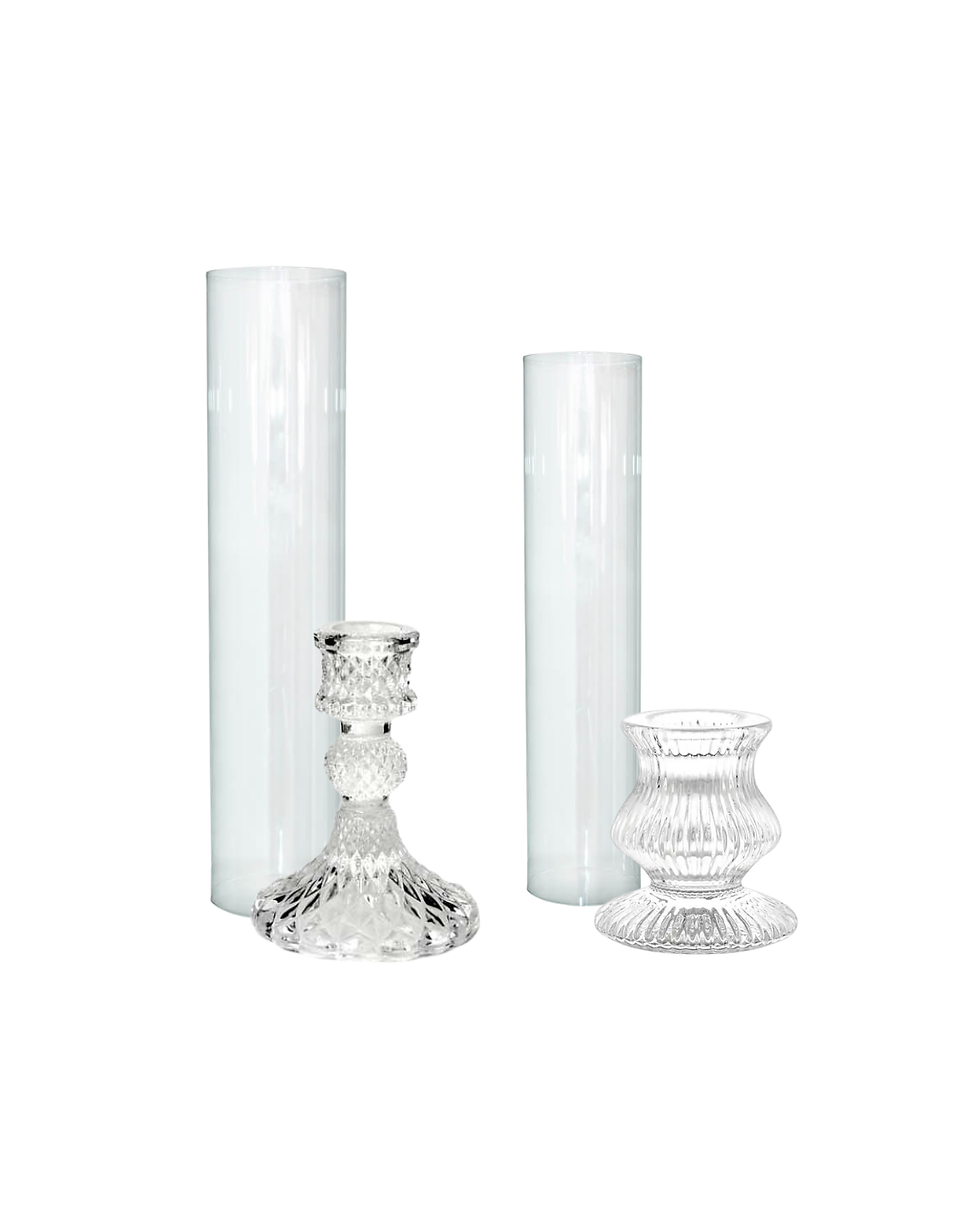 Glass Sleeves and Candlesticks