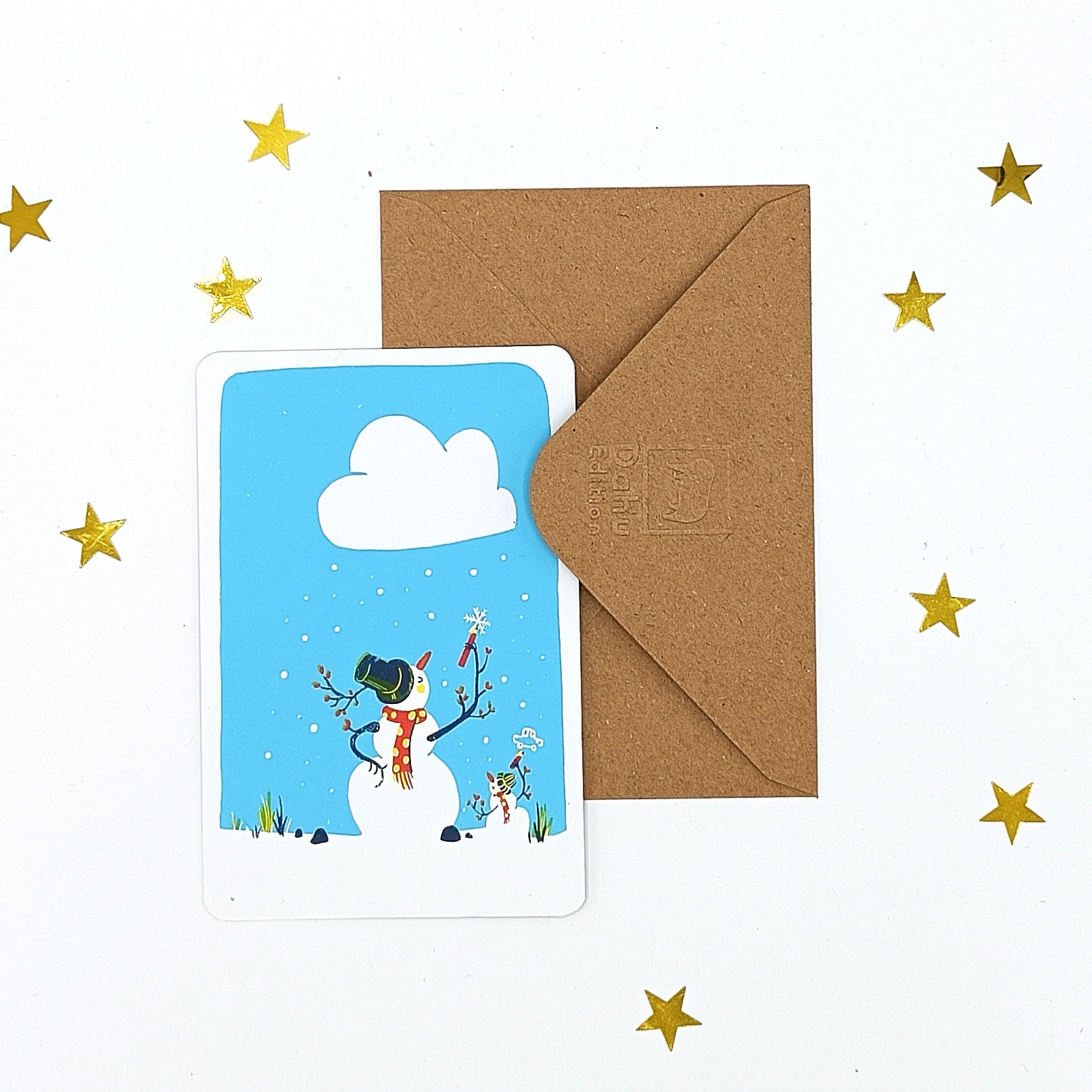 Bonhomme de Neige Carte Postale 10 X 15 cm