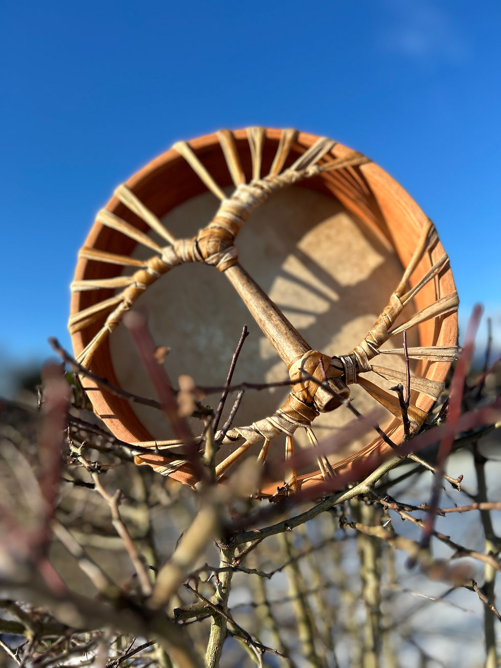 Thumbnail: 10 inch deer hide and deer antler shamanic drum for sale