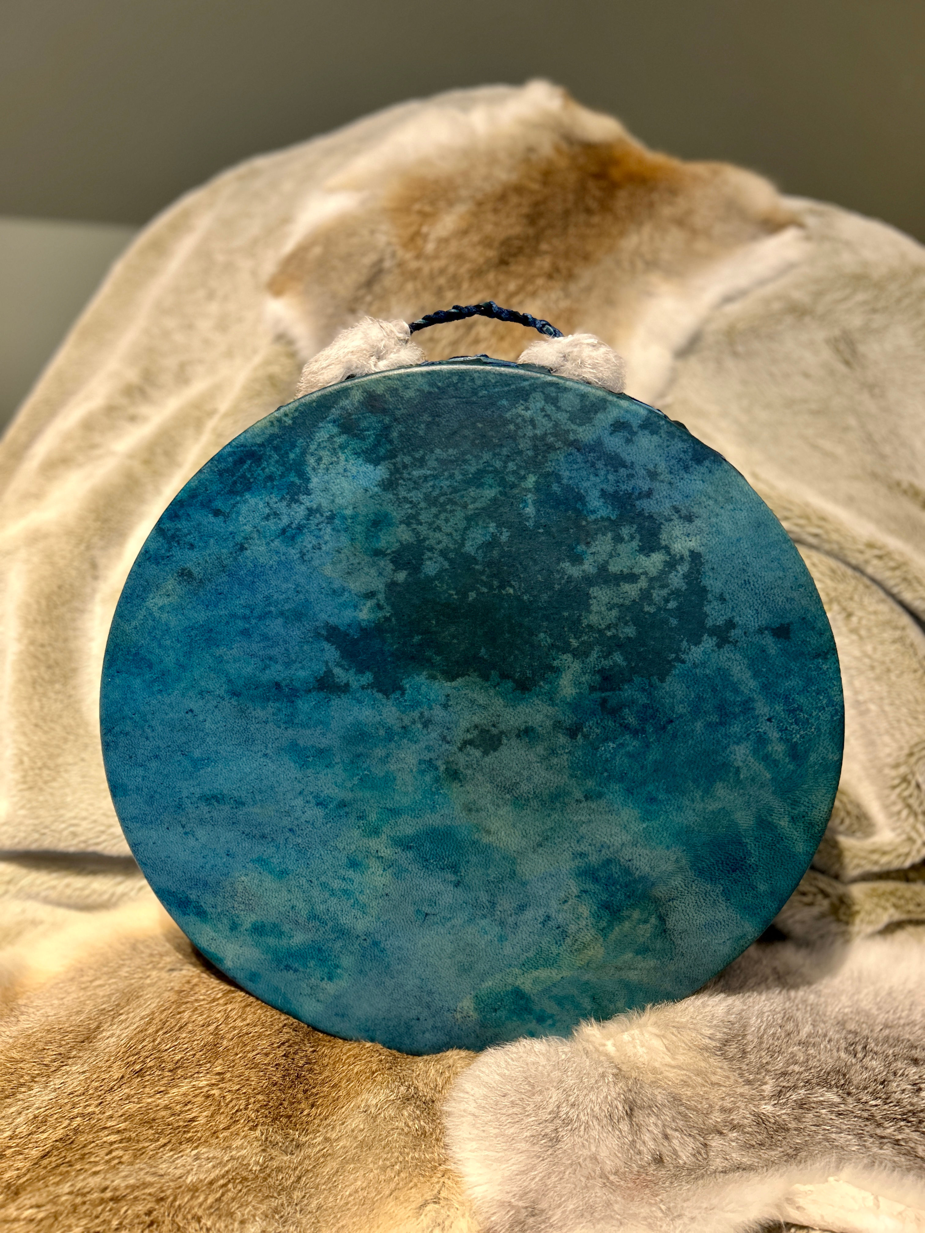 Crystal filled ocean drum 16 inch blue