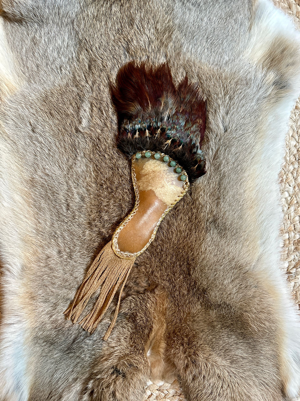 pheasant and horse hide feather smudge wand