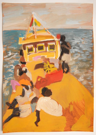 O barco - guache sobre papel original de Lane Marinho