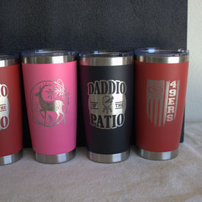 Personalized engraved stainless steel tumblers with custom designs