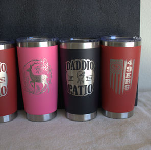 Personalized engraved tumblers with custom sports designs