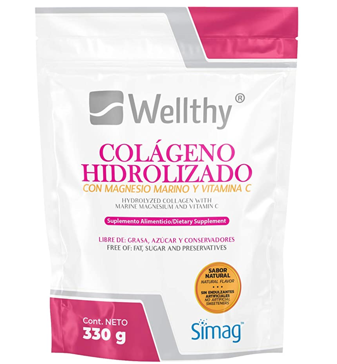 Colágeno Hidrolizado con Magnesio Marino Y Vitamina C 330g - Wellthy