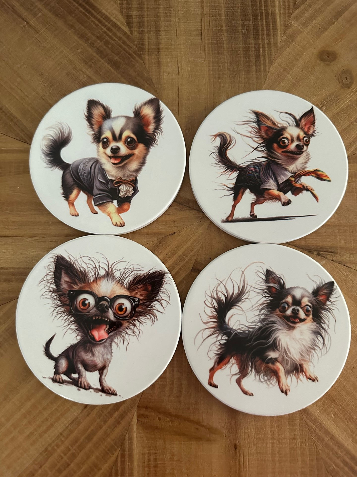 Set of 4 - Chihuahua Coasters for Drinks and Coffee Tables