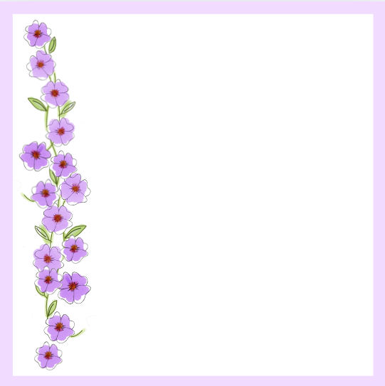 Purple morning glory blooms border the left side on white paper. 10 Card Gift Set: Purple Morning Glory Notecards.