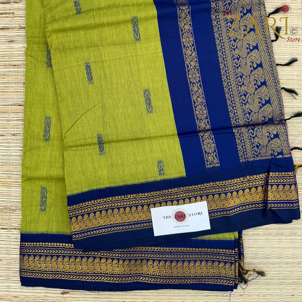 Thumbnail: Kalyani Cotton - light green with dark blue