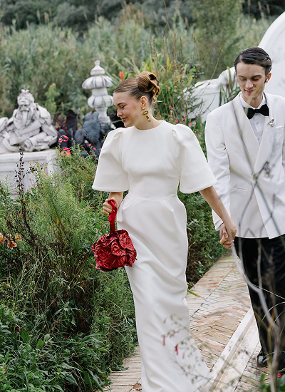 bride and groom in a luxury hotel in portugal