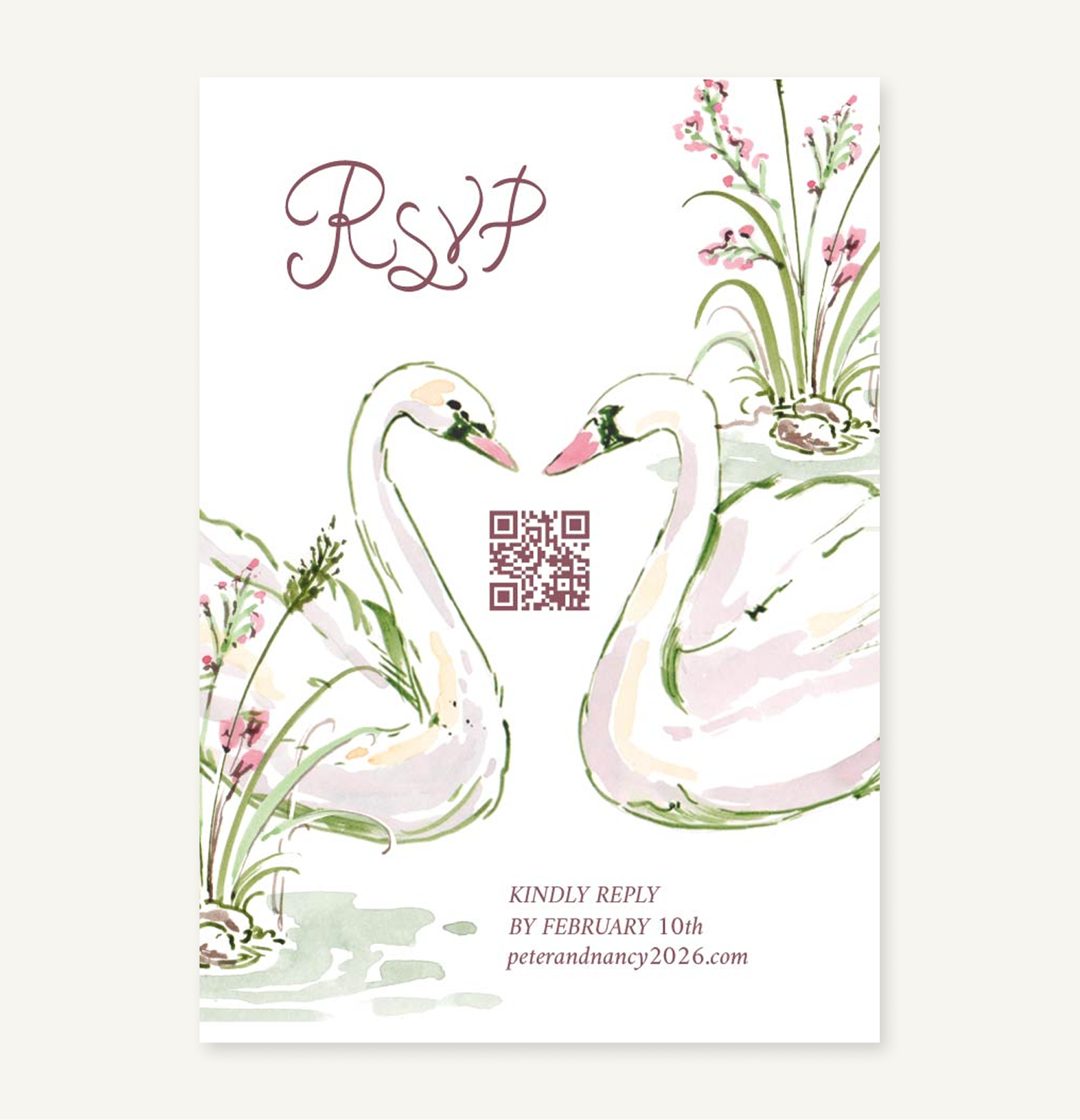 Secret Garden - Swans RSVP Card