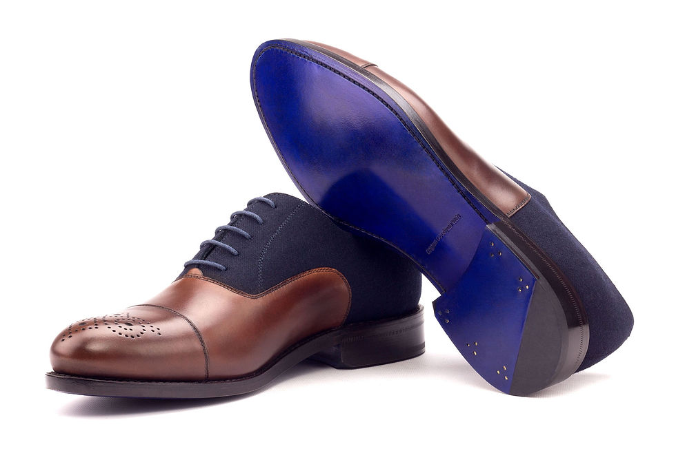Thumbnail: Navy And Brown Leather Oxford