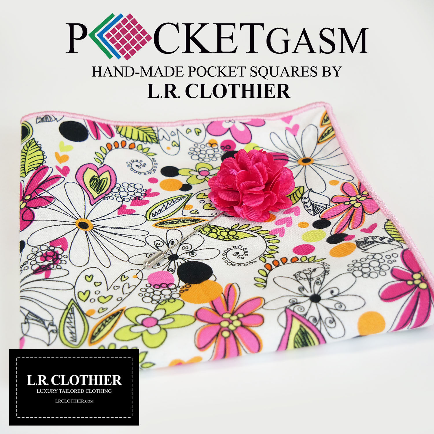 POCKETGASM PINK GARDEN POCKETSQUARE