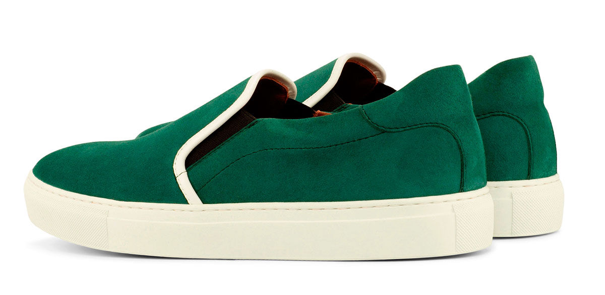 GREEN SUEDE SLIP ON