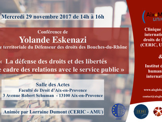 Conférence avec Yolande Eskenazi - Conseillère territoriale du Défenseur des droits - 29 novembre 20