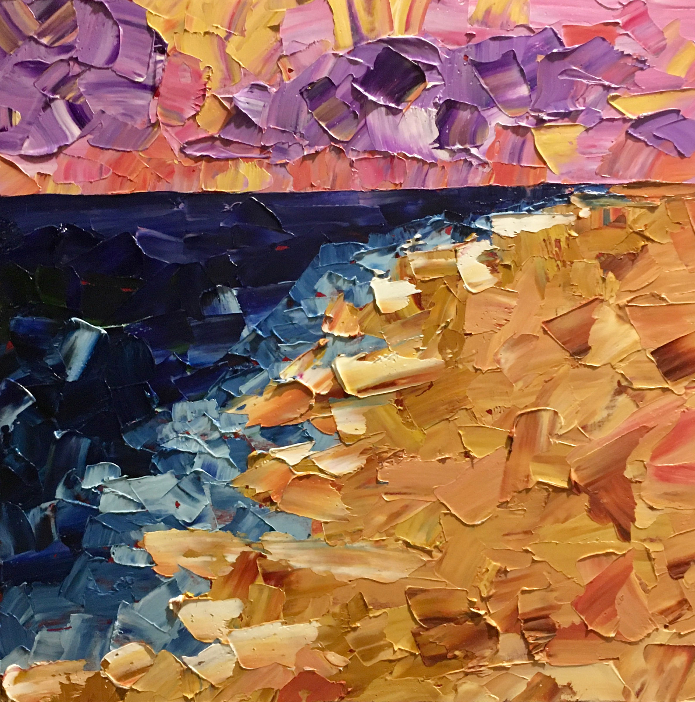 Shore at Sunset | 12x12in | Unframed Oil Painting