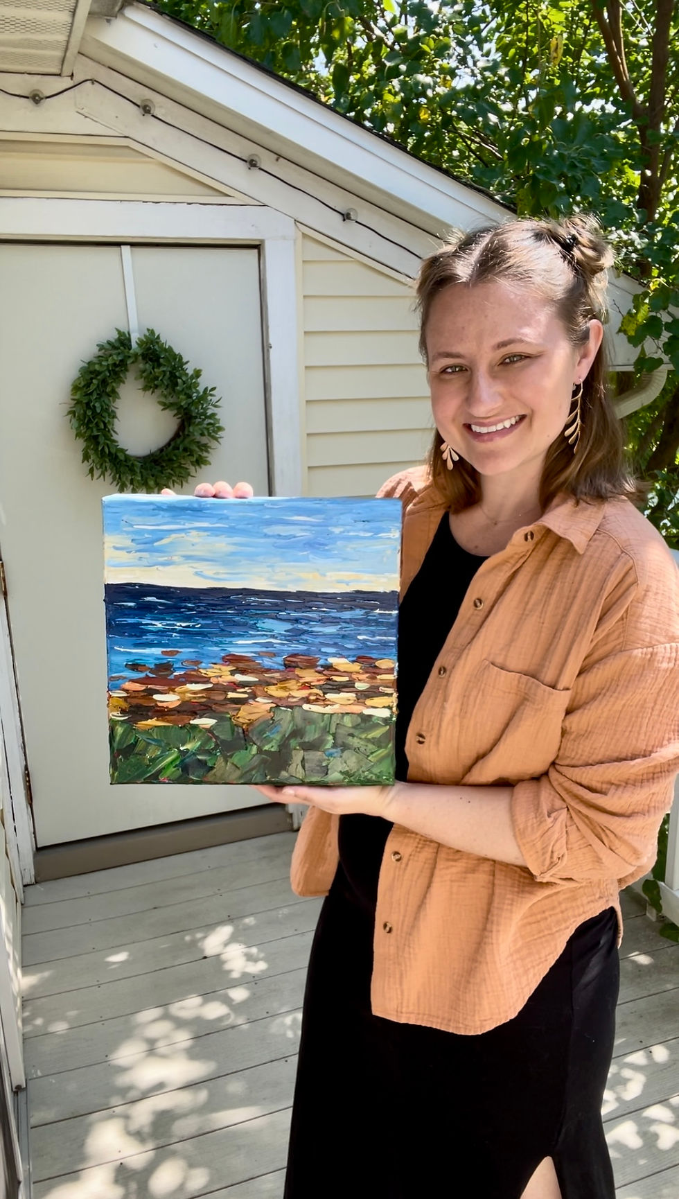 Thumbnail: Pebble Beach Study | 12x12in | Unframed Oil Painting