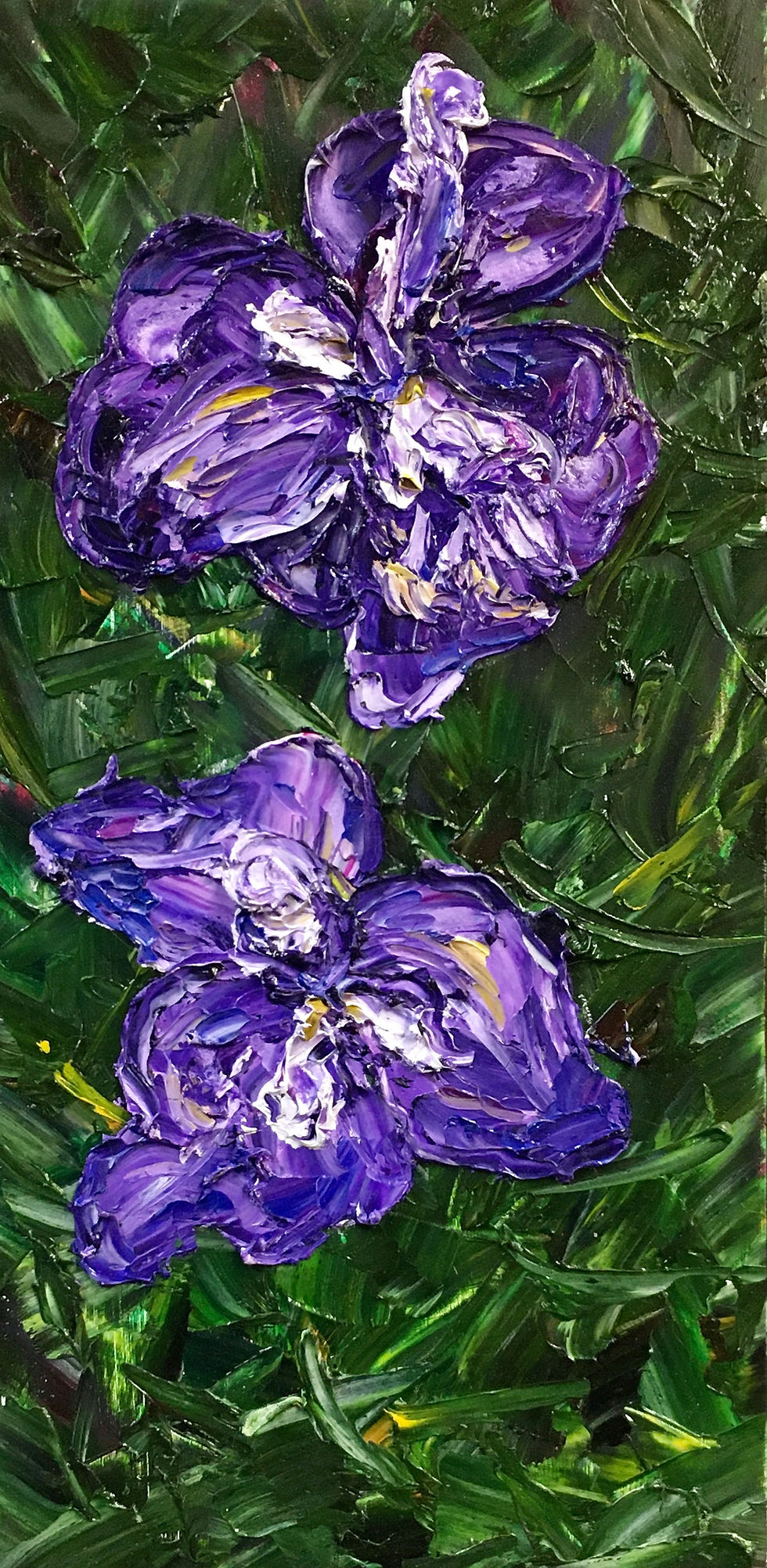 Dutch Iris Twins | 6x12in | Framed Oil Painting