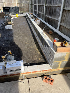 Garden wall construction in Rayleigh Essex landscaping project