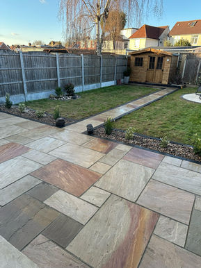 Sandstone patio seating area Hornchurch