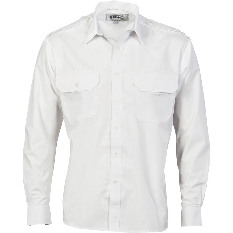 Thumbnail: Epaulette Polyester/Cotton Work Shirt - Long Sleeve 3214