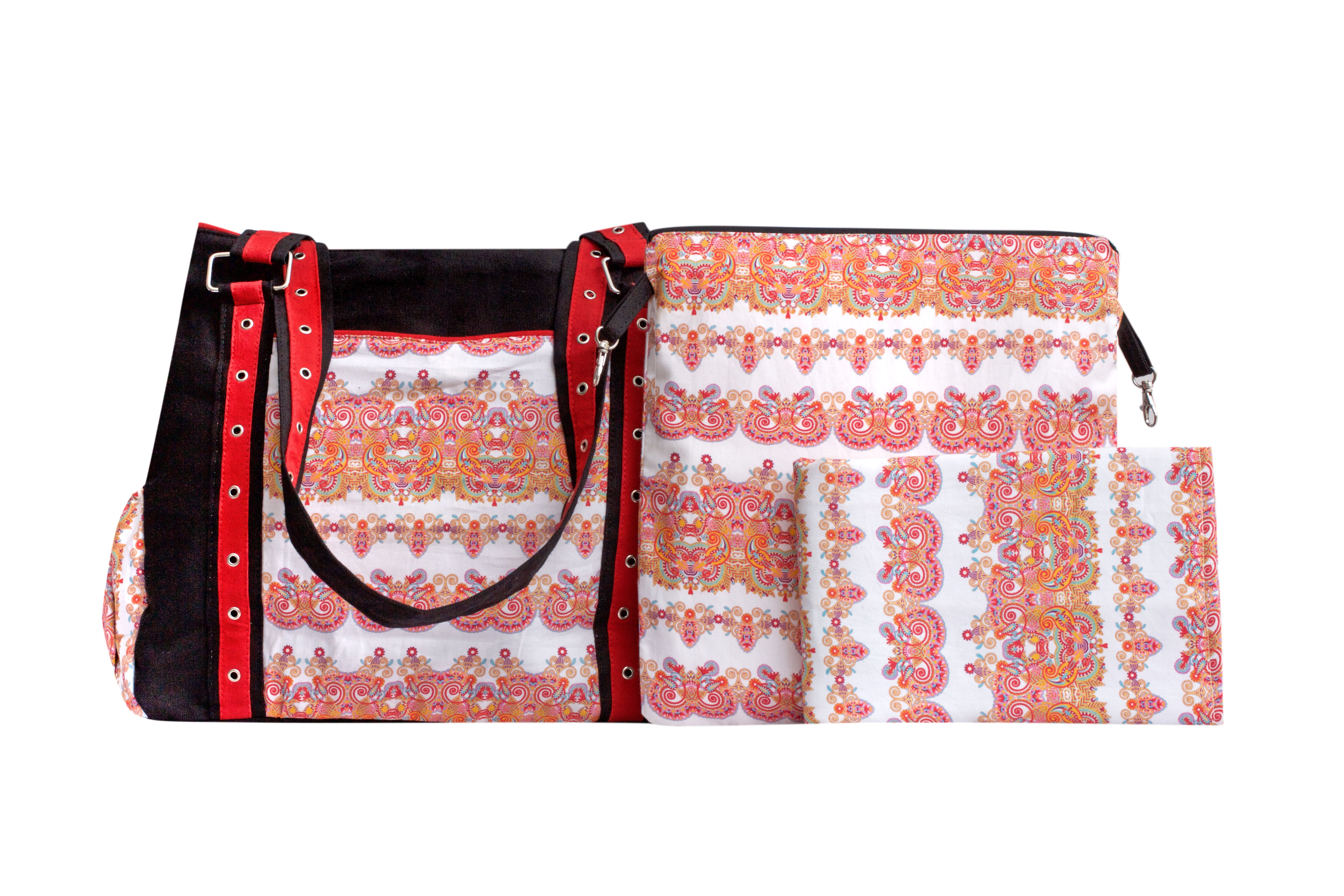 Red Floral Nappy Bag