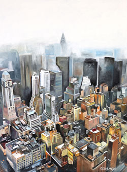 Manhattan Rising from the Morning Mist (oils, 2021)