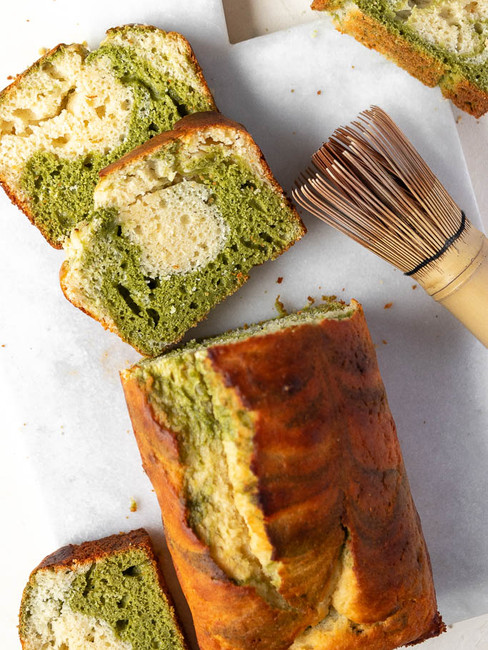 Eiwitrijke cake met vanille en matcha smaak